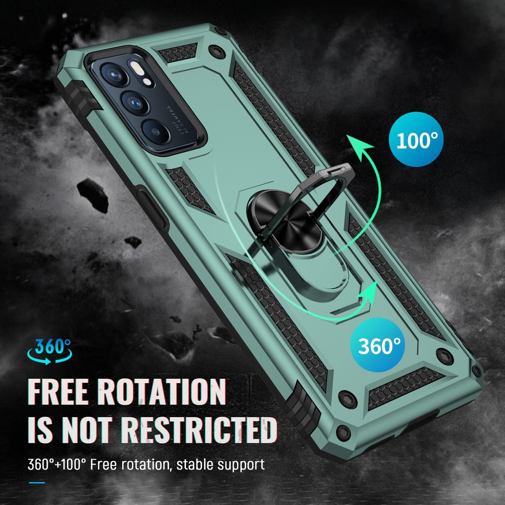 Custodia Magnetica Antiurto per Telefono per Oppo Reno 4 4F 5 2Z 5F 5Z 6 Lite F17 F19 Pro Plus A15 S A9 2020 A95 5G Supporto ad Anello Cover Posteriore