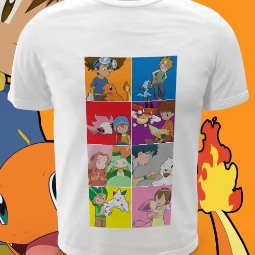 2026 kids New Mens and Womens Universal Pokémon Pikachu Cartoon Loose Short Sleeve Casual Top Street Style Printed Tshirt
