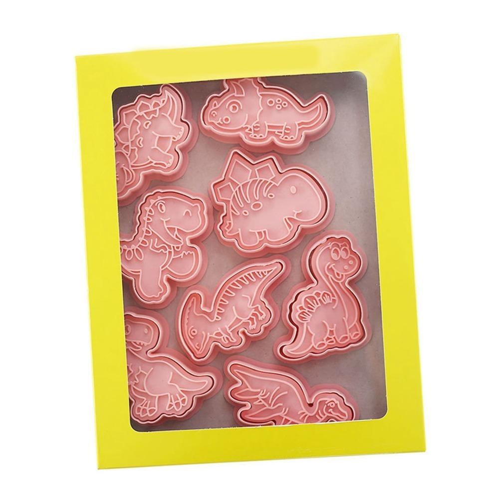 8PCS Food Grade Dinosaur Cookie Cutter PP Embossing Mold Cookie Cutter Set  Fondant Decorating 8pcs