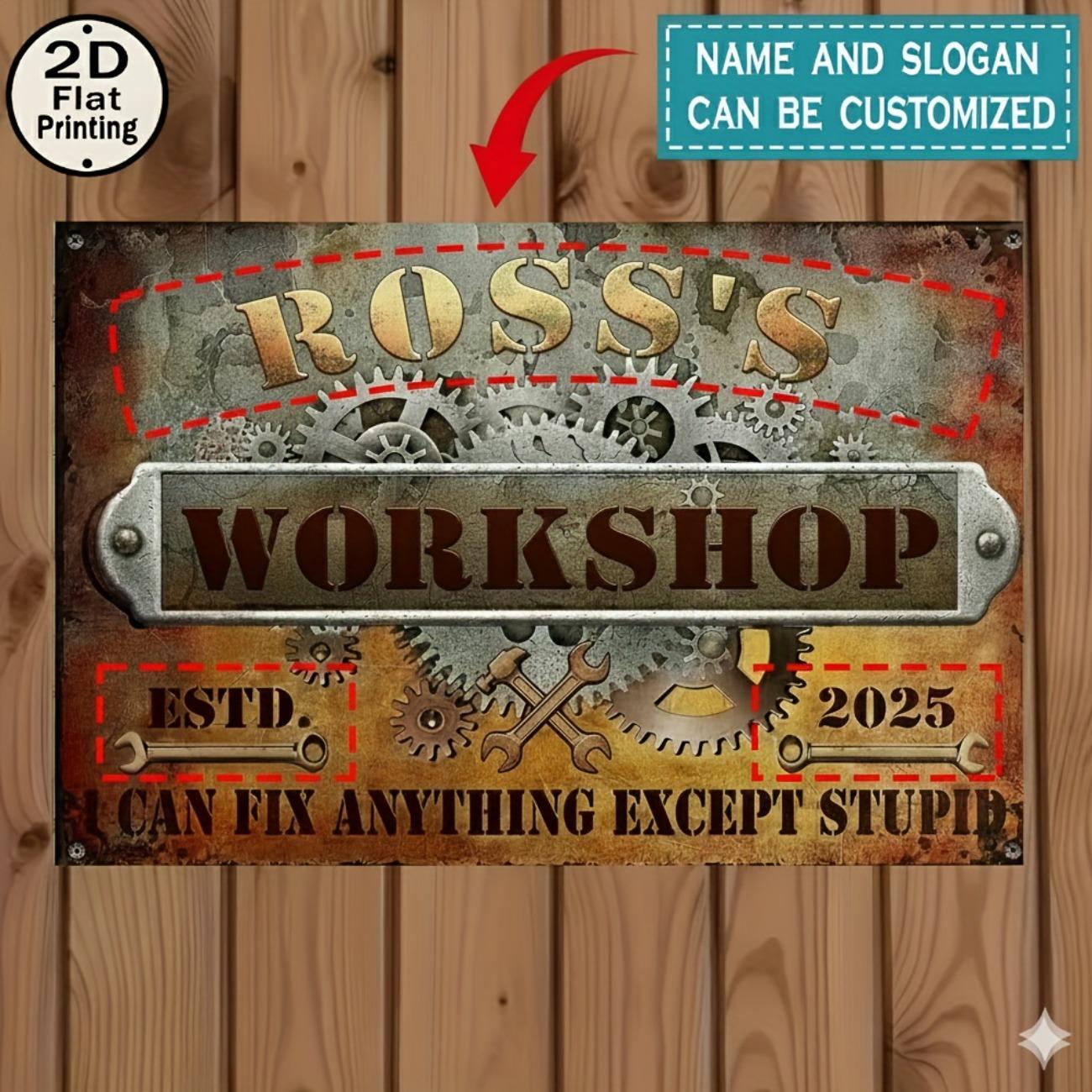 

Personalized Garage Workshop Metal Tin Sign Retro Home Office Decor Car Enthusiast Gift білий
