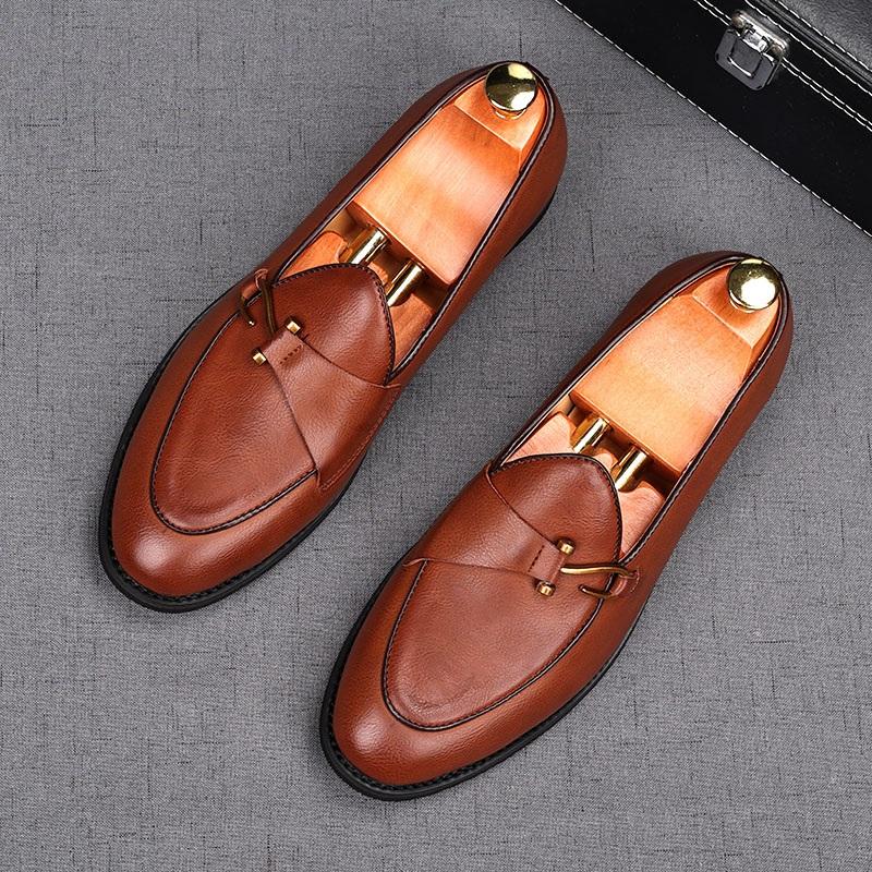Fashion Fashion Men's Black Brown Monk Strap Patent Leather Oxford Flats Casual Shoes Male Homecoming Wedding Dress Zapatillas Hombre