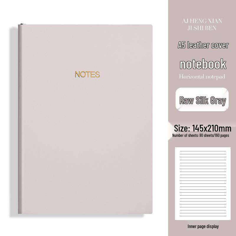 Morandi Color A5 Soft Cover Leather Notebook with Skin-Feel Surface for Students.