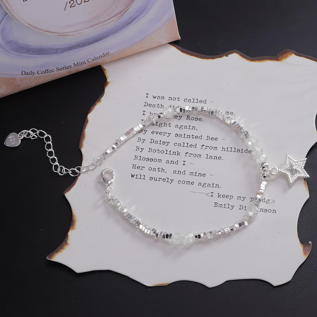 925 Silver Multicolour Bead Bracelet For Women Three Layers Geometry Drip Glaze Versatile Jewelry Dropship