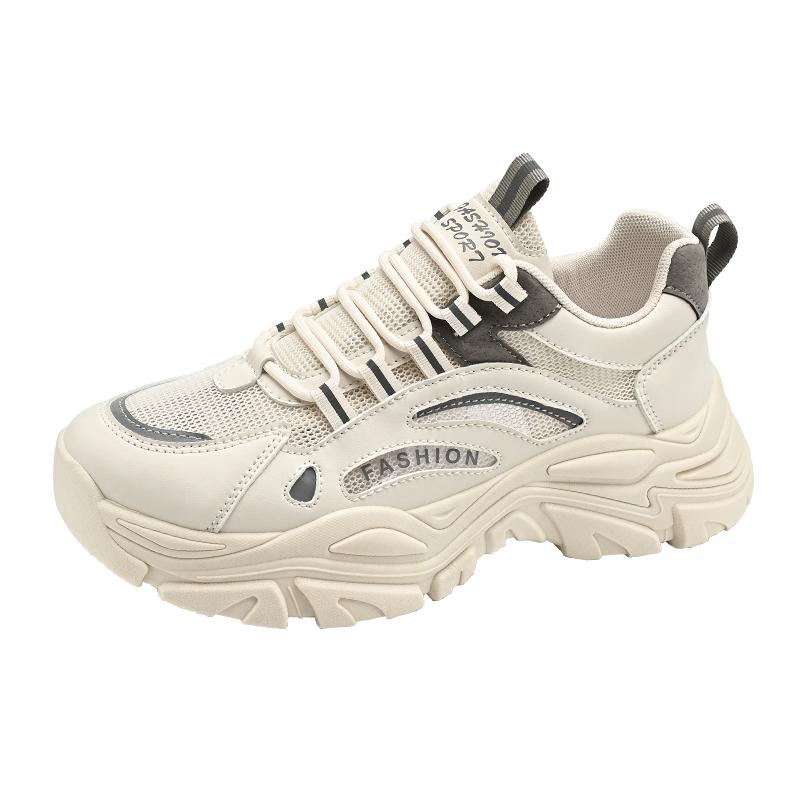 

Sports Casual Shoes Fashion Simple Street Clunky Sneaker Comfortable Wear-Resistant Lace-Up Men Shoes Sport Shoes Free Shiping 42 бежевый