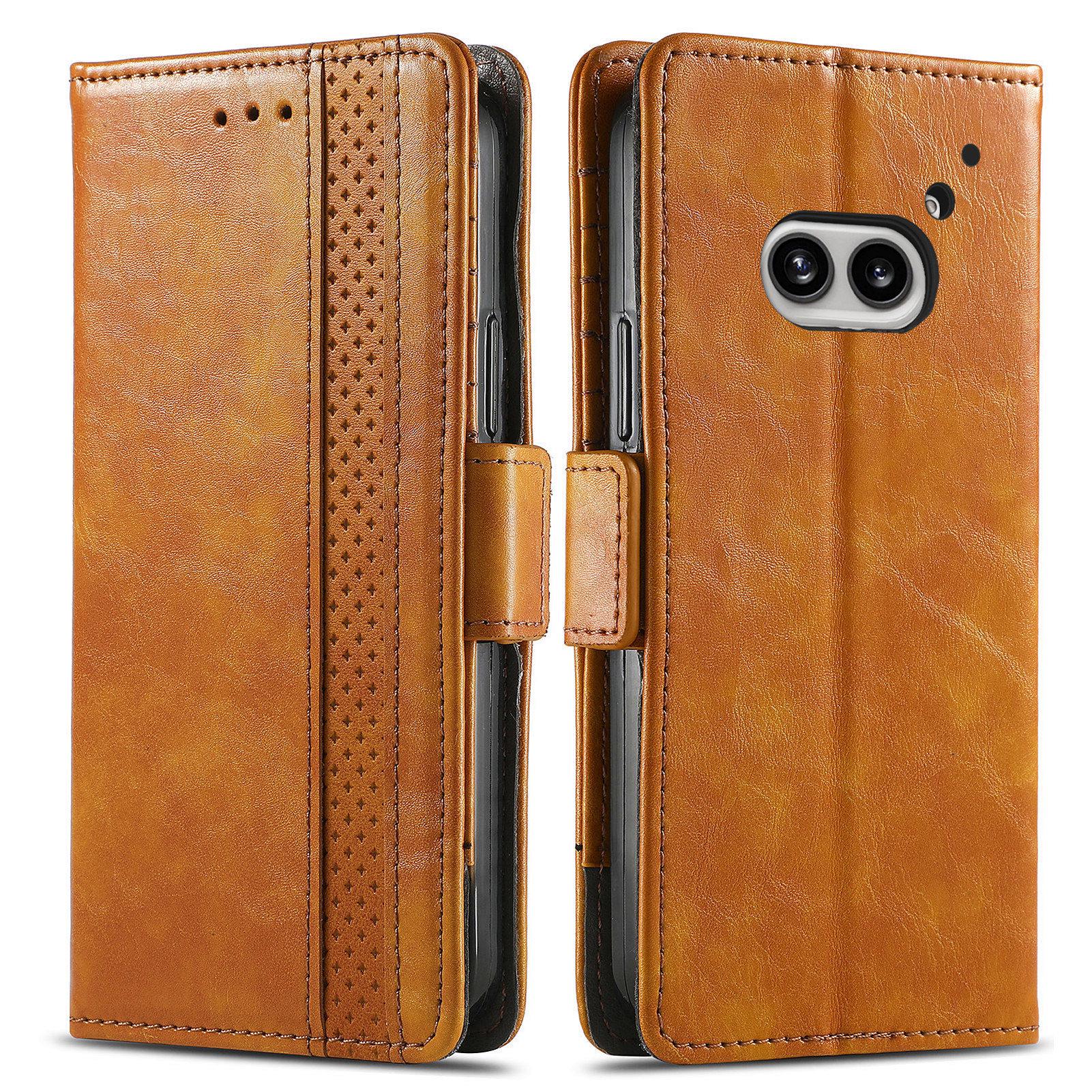 

Кожаный чехол для телефона Nothing CMF Phone1 с RFID-защитой от кражи и держателем для кистей Phone 2 светло-коричневого