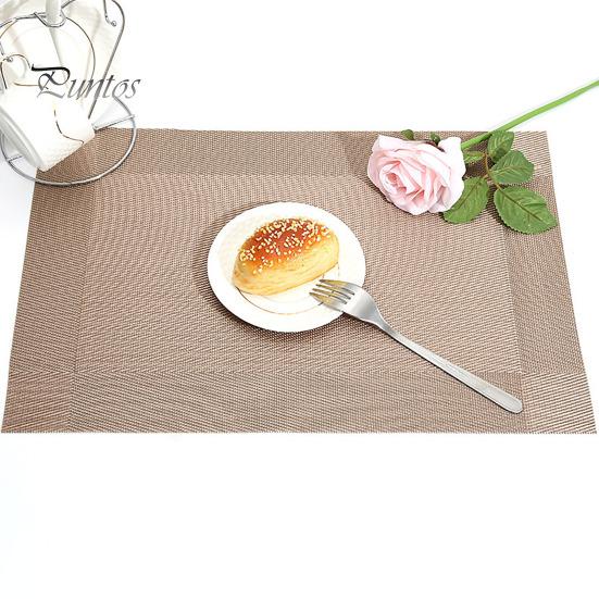 Woven Vinyl Placemat Heat-Resistant PVC Placemat Non-Slip Washable Table Mat Protects Table from Burns Stains Dining Mats for Home Restaurant Bar