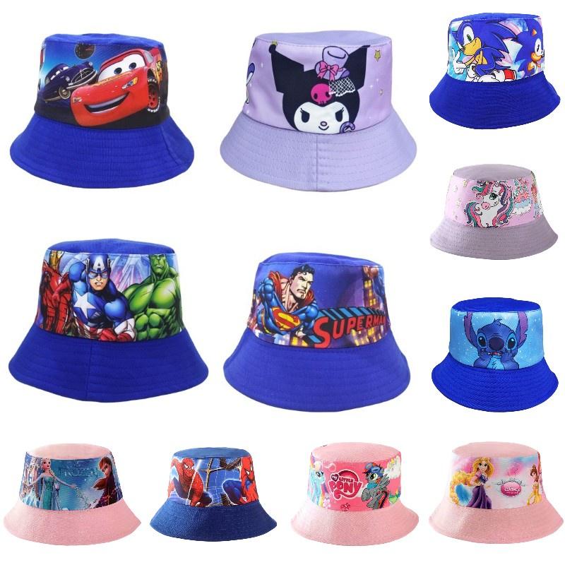 Cartoon Kids Fishing Hat With Sun Protection In Cars Stitch Spiderman And More!