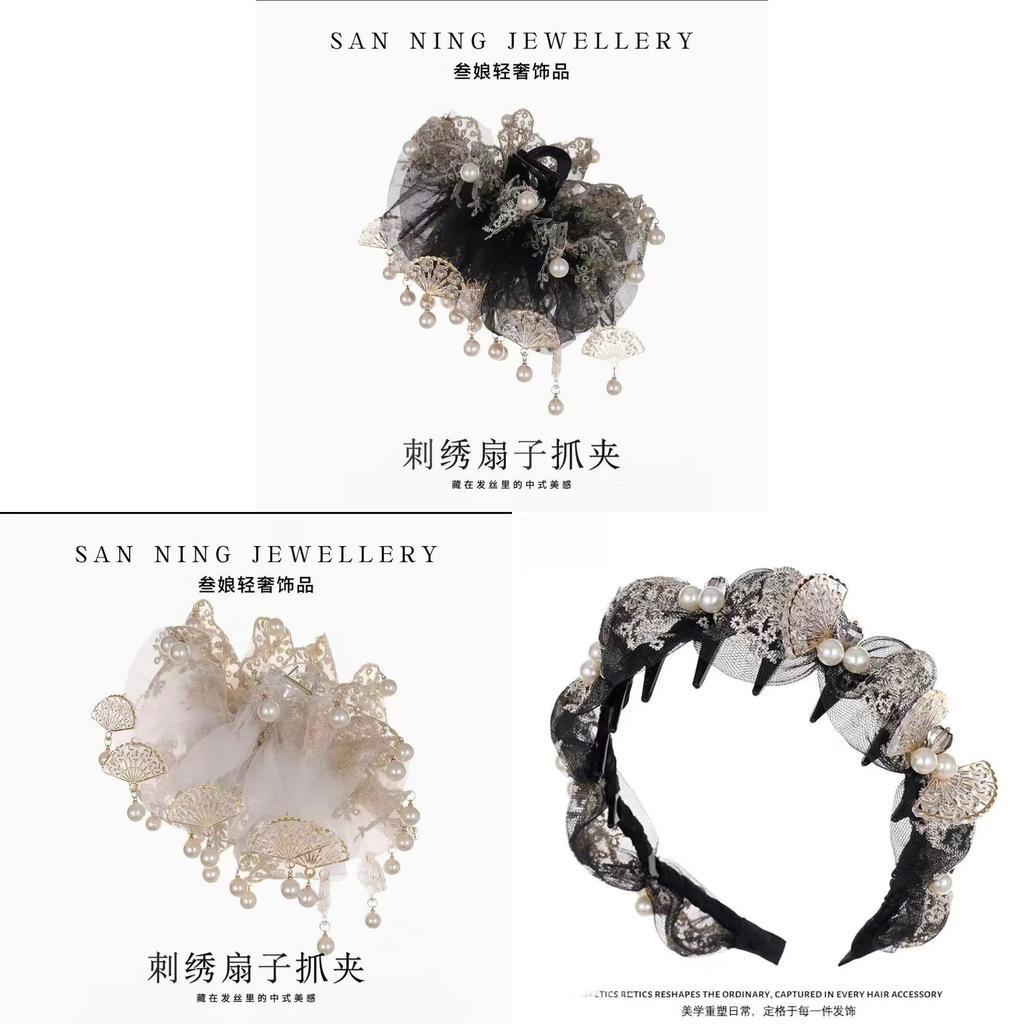 Traditional Fanshaped Hair Claw Clip Handmade Vintage Style Hair Accessory For Women