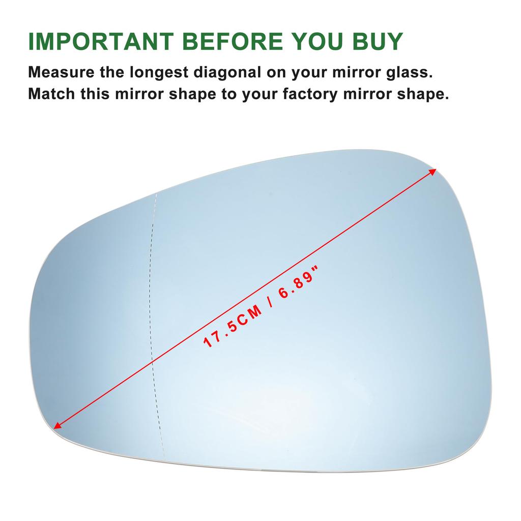 Motoforti Left Side Mirror Glass Replacement for Alfa Romeo Giulietta 2010-2020 (Part Numbers 71754401/71752065) with Blue Aspherical Heater