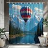 Hot Air Balloon Shower Curtain Mountain Lake Landscape Print Polyester Bath Curtain With Hooks For Nature Adventure Decor