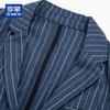ROMON Men's Spring Autumn Linen Blend Slim Fit Striped Blazer