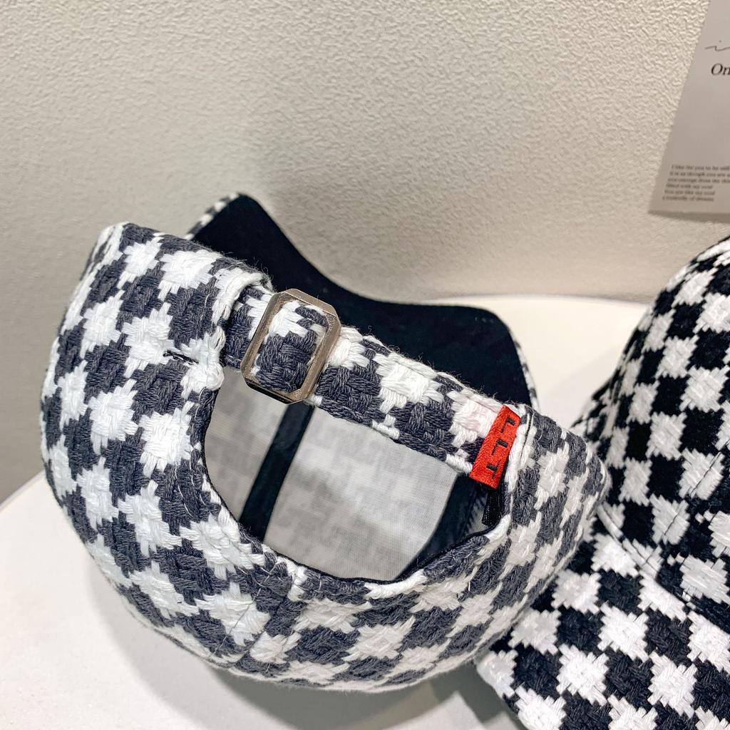 Adjustable Classic Checkered Print Baseball Cap - Lightweight, Sun Protective, Trendy Color Block Design for Womens Daily Use