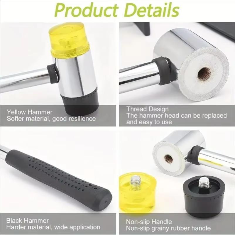 Soft Plastic Double-Sided Rubber Mallet for Jewelry Leather Craft Woodwork & Flooring Installation Guitar Rubber Hammer