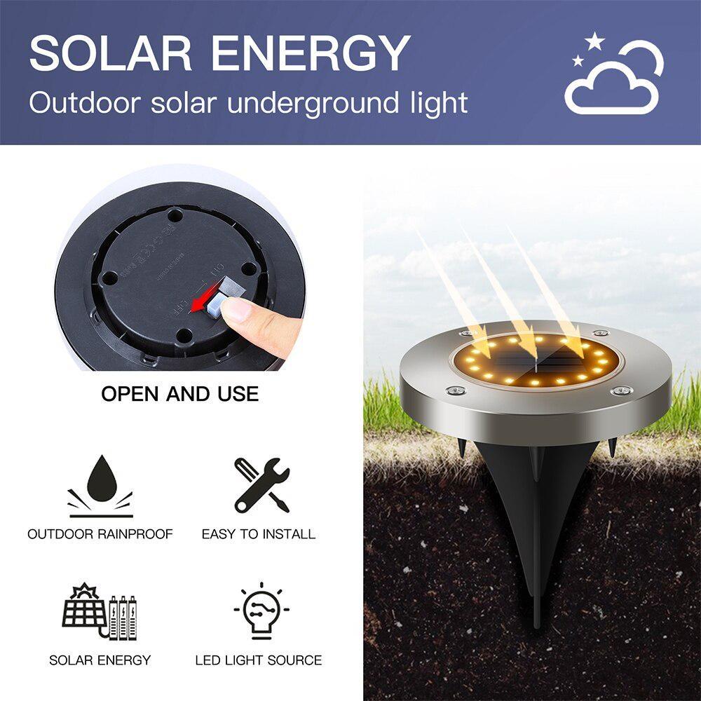 4PCS 8LED Solar Lawn Yard Led Solar Lights Buried Garden Light Waterproof Outdoor PathWay Floor Under Ground Spot Lamp