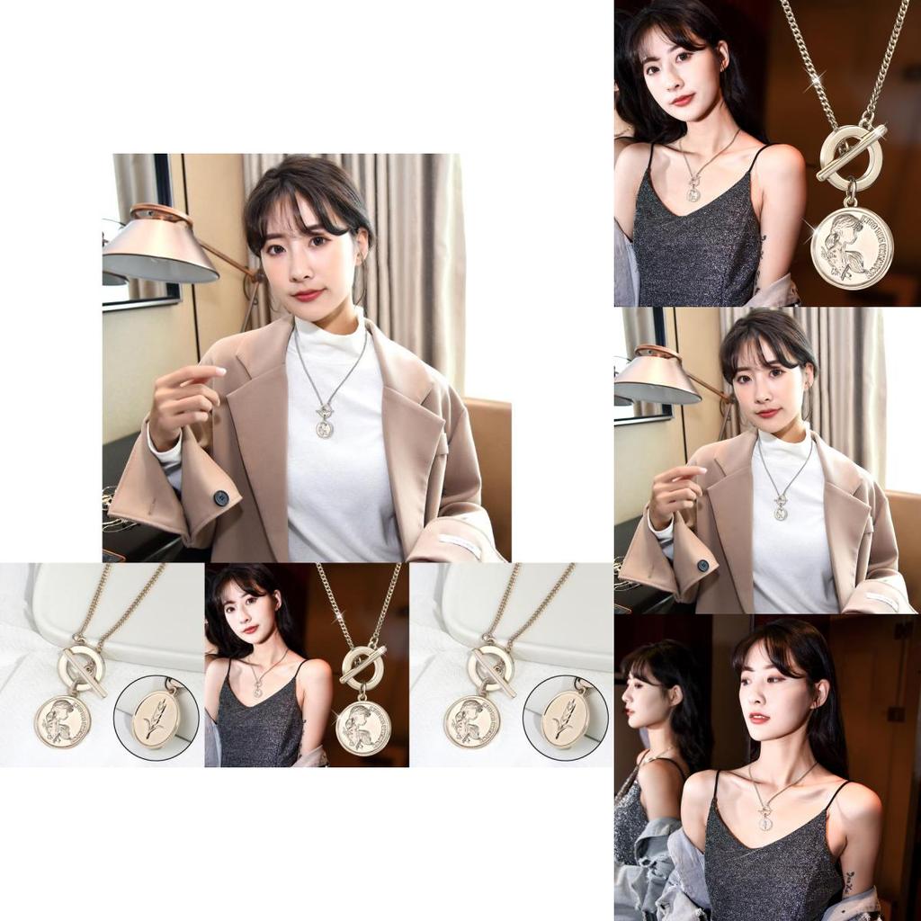 Exquisite Reizvolle Münzanhänger-Halskette für Frauen mit einzigartigem Bambusketten-Design