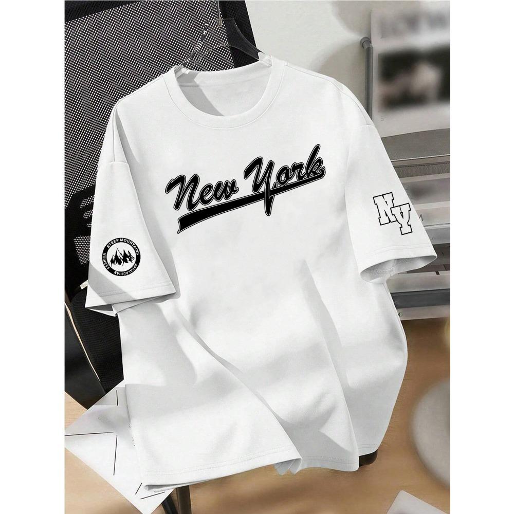 Summer Men's Fashion Design Letter Printed Comfortable Breathable Round Neck T-shirt Outdoor Urban Casual Top