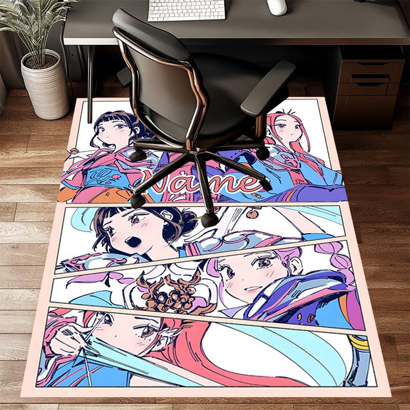 Custom KPop Demon Hunters Mat Personalized Name, Polyester Washable Indoor Entryway Rug, Gift for Christmas, Easter, Thanksgiving Day