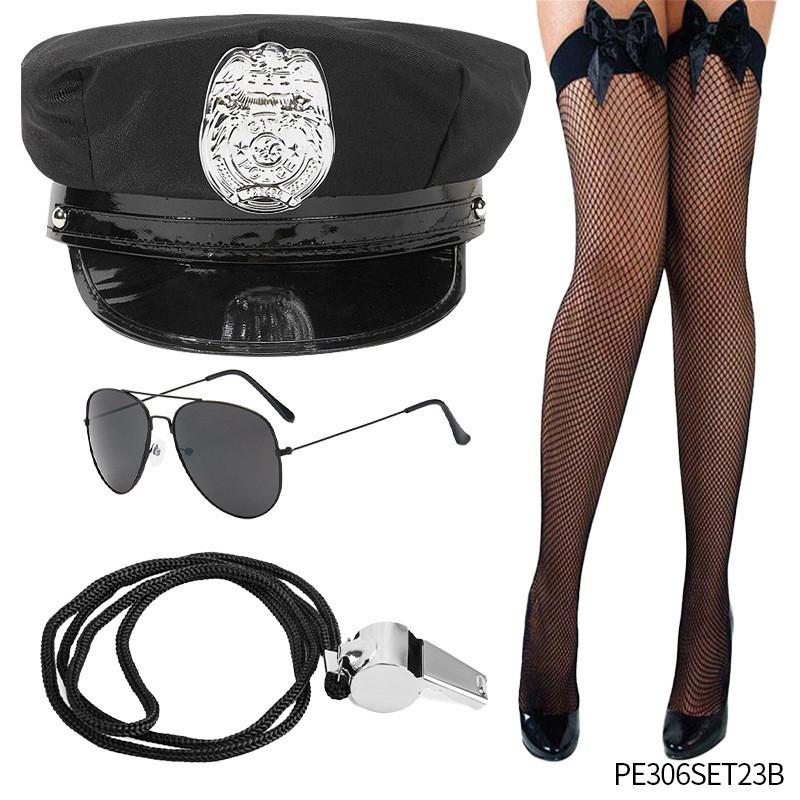 Pilot Attendant Flight Uniform Sunglasses Set Costume Accessories Cosplay Party