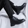 men's fashion wedding party dress genuine leather boots black brown carved brogue shoes cowboy ankle boot cool short botas male
