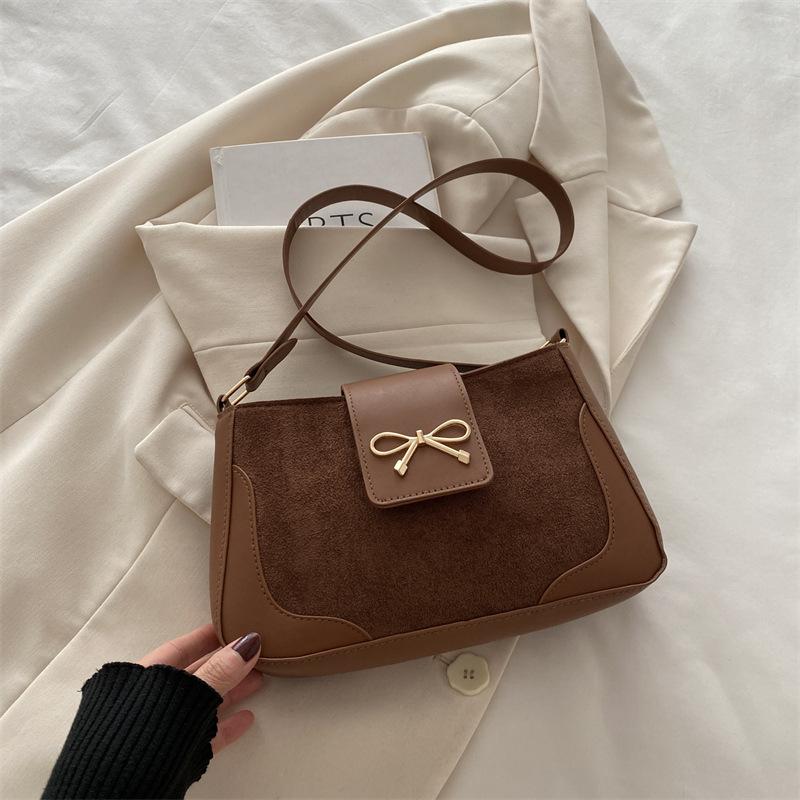 

Простая Повседневная Ретро Сумка-бант Модная и Нишевая На одно плечо Подмышку Маленькая Квадратная Сумка кофейный