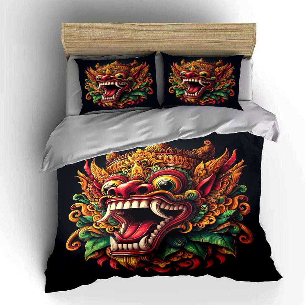 Traditional Mask Decor Set Soft Comfortable Duvet Cover Bedding Set Included 1*Duvet Cover & 2*Pillowcases, Gift