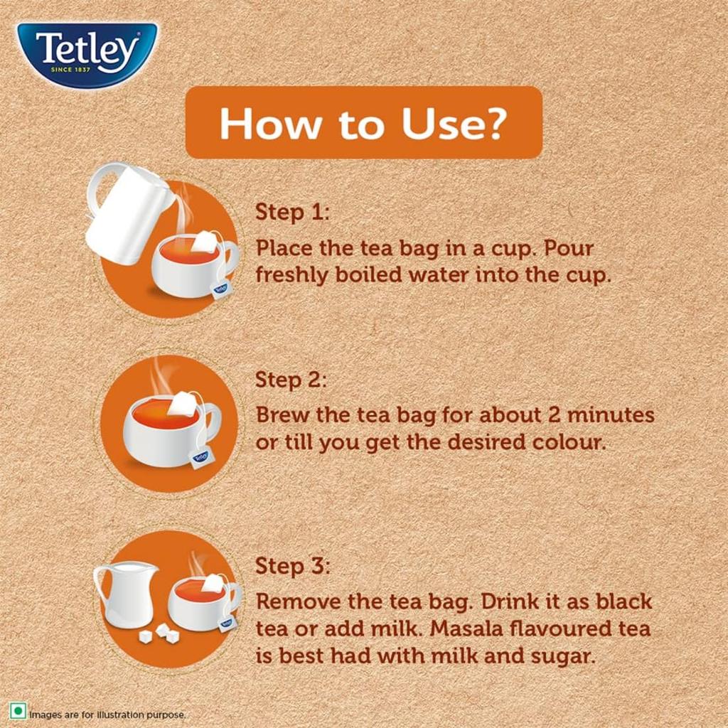 Tetley Masala Chai Black Tea 50 Tea Bags 100g Refreshing Assam Blend With Spicy Flavour