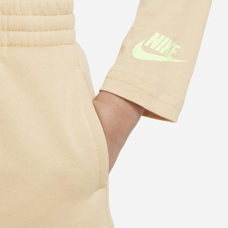 Nike Knit Sports Pants With Solid Color Logo Print Kids Bottoms Light-Brown FB9287-252