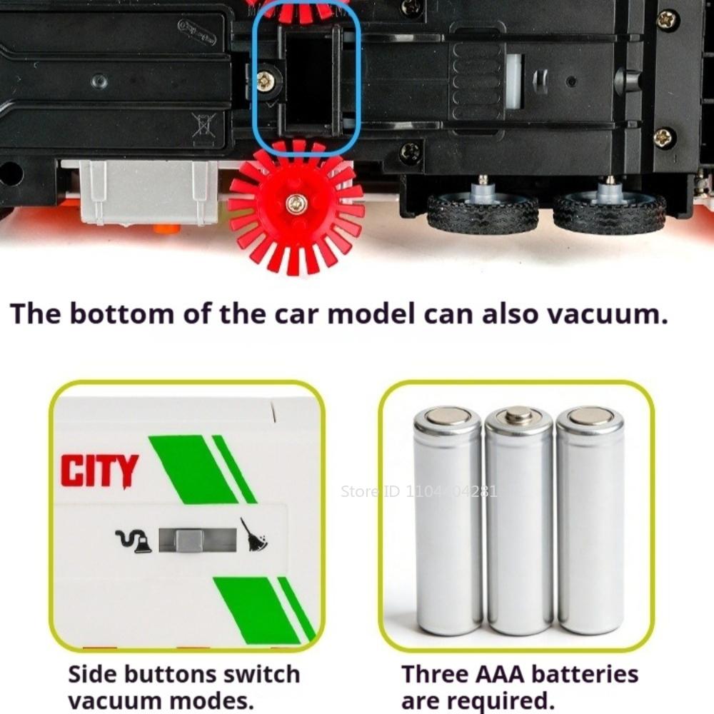 1:32 Electric Vacuum Cleaner Sweeper Concrete Mixer Truck Diecast Alloy Model Toy Car Sound Light Pull Back Models Ornament Gift