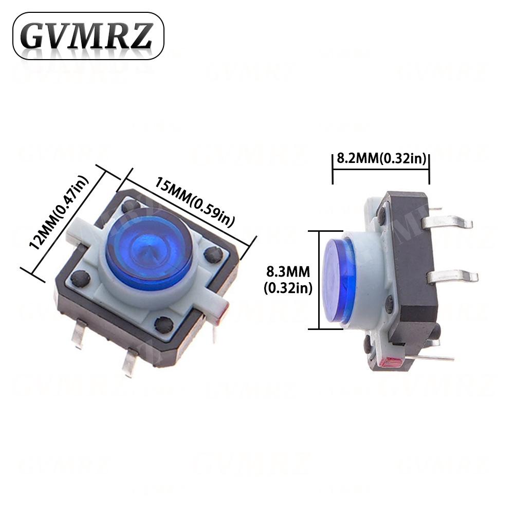 5PCS 12X12X7.3 Tactile Push Button Switch Momentary Tact LED 5 Color 12X12X7.3mm 12*12*7.3mm