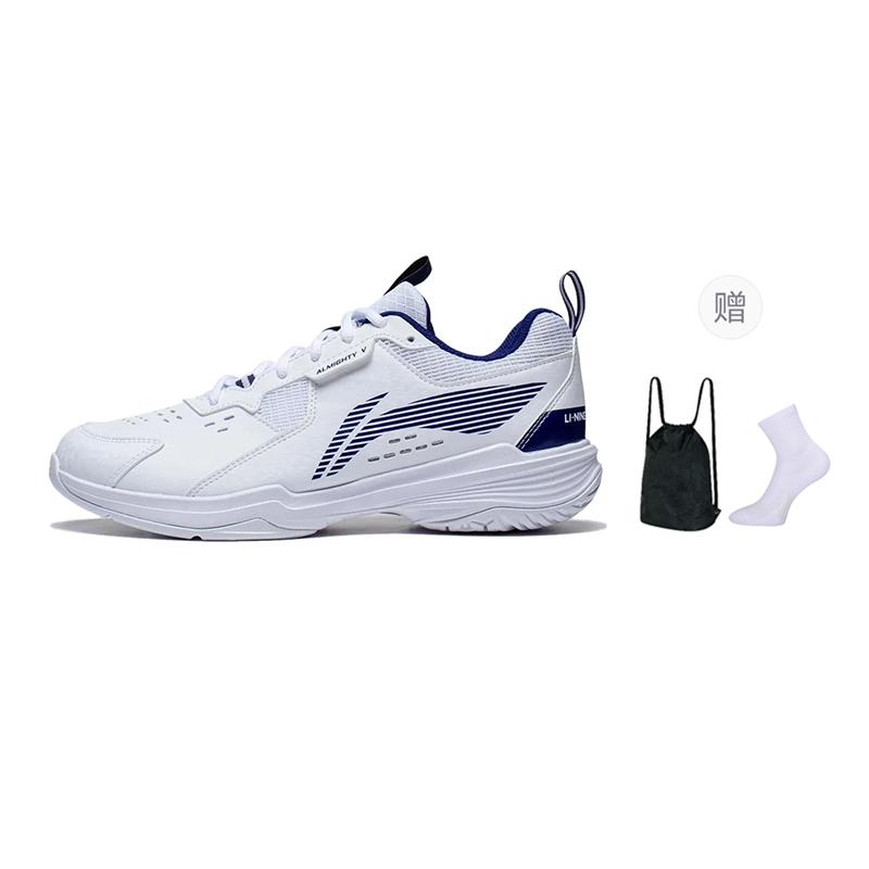 Li Ning Ace V Collection Breathable Low Top Badminton Shoes Unisex White Blue AYTT001-3