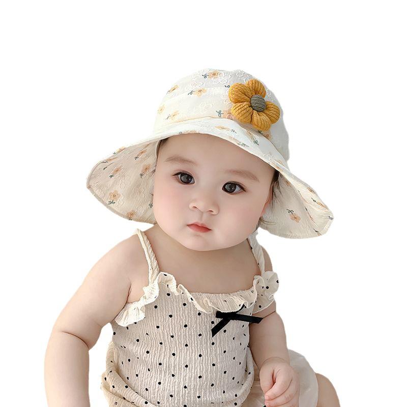 Baby Girl Summer Sun Hat With Large Brim And Floral Print Breathable Visor Cap For Toddler Infant UV Protection Outdoor