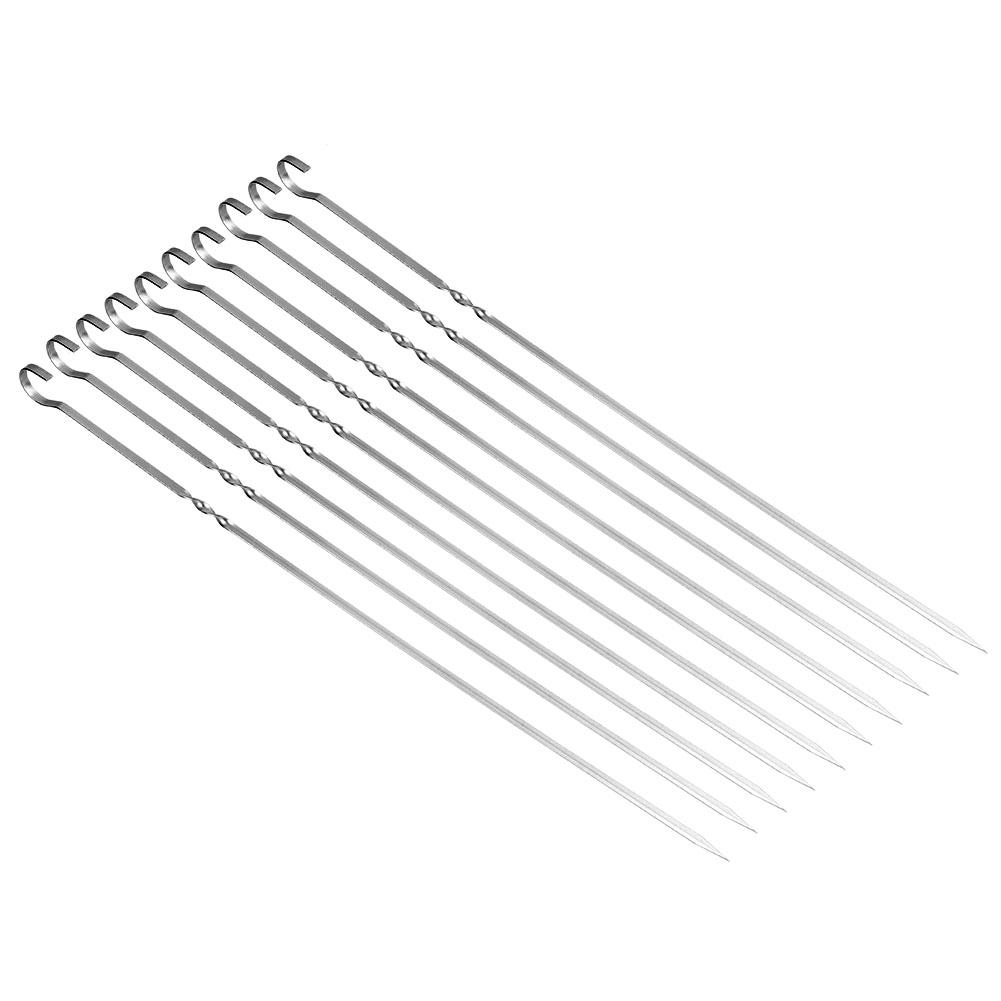 10Pcs Stainless Steel Barbecue Flat Skewer Grilling Tool for Party Outdoor Activities