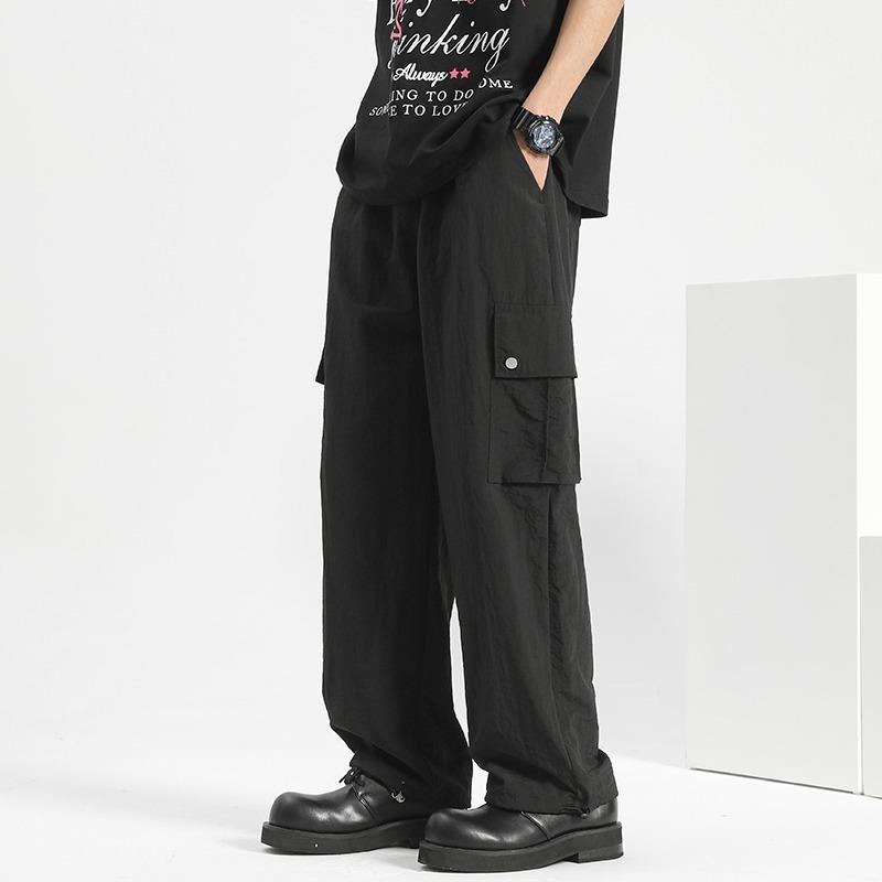 Cool feeling American wide-leg tooling pants men's summer new thin outdoor charging quick-drying straight casual paratrooper pants
