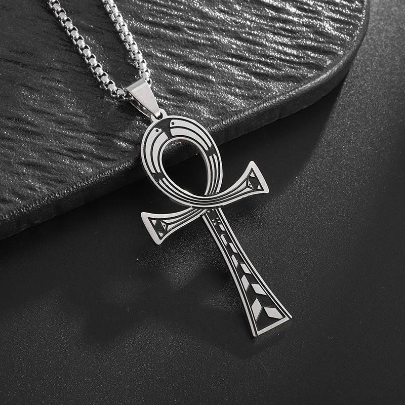 Ancient Egyptian Symbol Anka Cross Necklace Christmas Gift Hip Hop Personality Cross Necklace