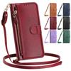 Applicable To iPhone16 Multi-card Leather Case 15plus Zipper Wallet Card Multi-function Oblique Span Protective Case 14plus