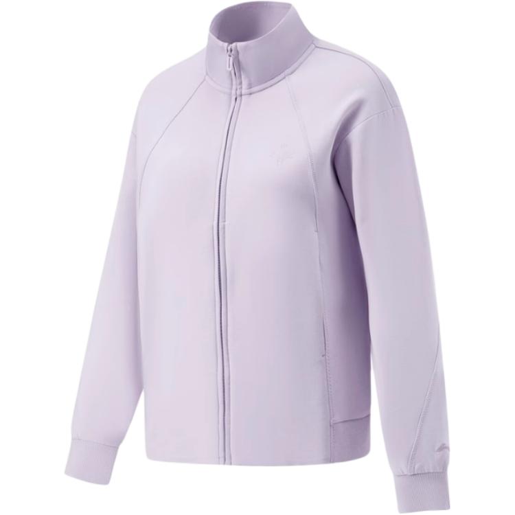 

Li Ning Sports Lifestyle Series Однотонная толстовка с воротником-стойкой на молнии и длинными рукавами для женщин, цвет шелковисто-фиолетовый, AWDTA54-3 S