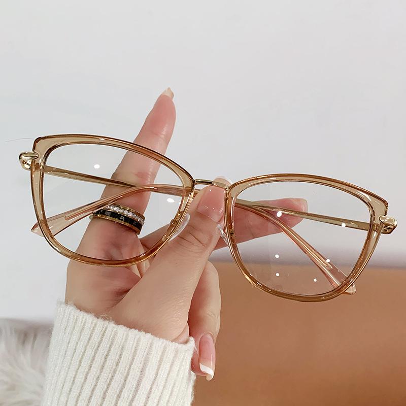 Simple And Fashionable Anti-Blue Light Flat-Glass Light Luxury Metal Women's Glasses Frame Optical Prescription Customization