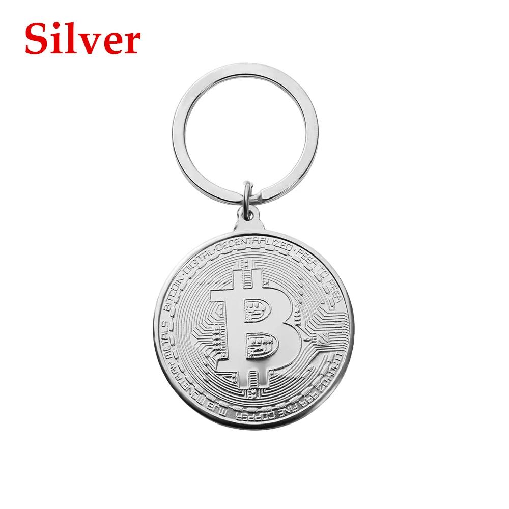 

1 Pc Bitcoin Commemorative Collectors Coin Bitcoin Key Chain Copper Plated Alloy Bitcoin Key Ring Friends Gifts Decor серебряный