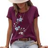 T-shirt Short Sleeved Women's Floral Print Round Neck Loose Short Sleeved T-shirt