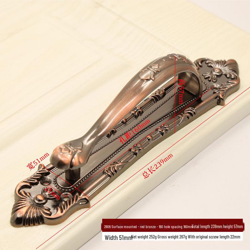Antique Copper Exposed Barn Door Handle: Punch-Free Heavy-Duty Design for Wooden Doors