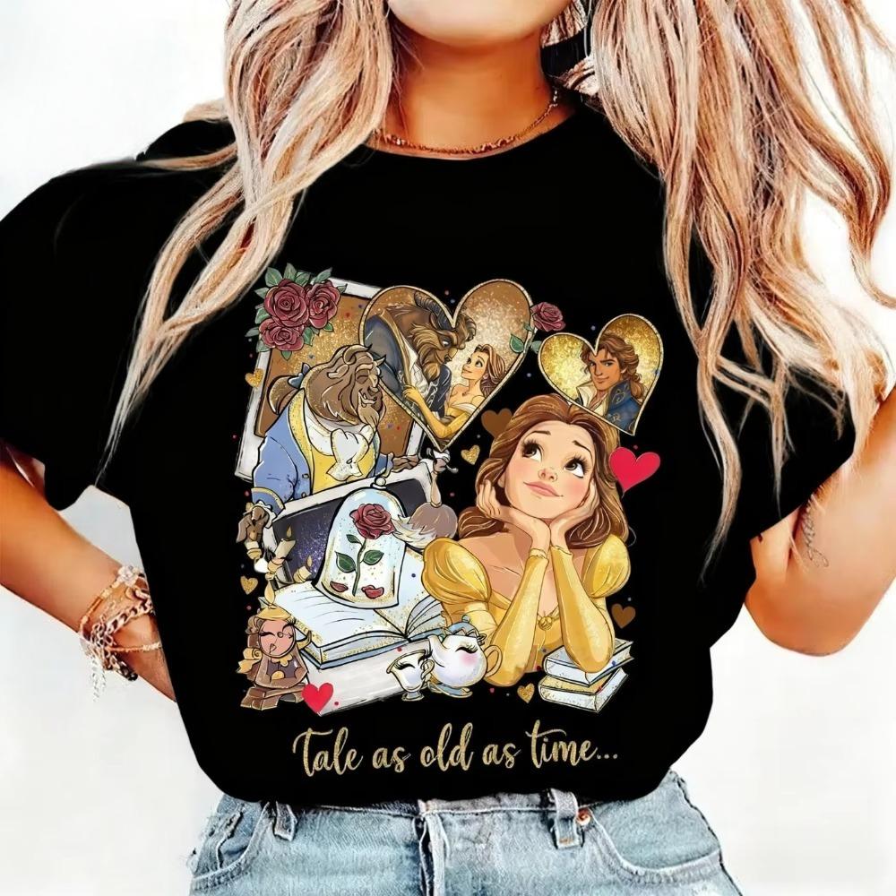 Beauty and The Beast Princess Printed Summer Soft Cotton TShirt Loose Comfortable and Soft Casual Unisex Short Sleeve