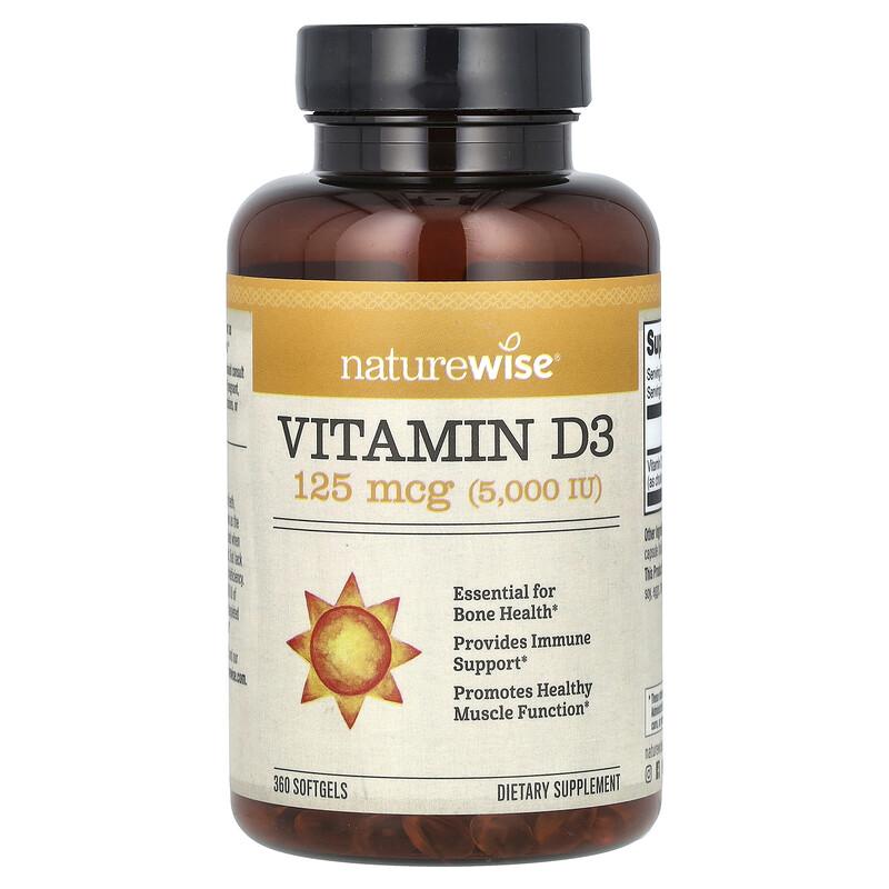 Vitamin D3, 125 Mcg (5,000 IU), 360 Softgels
