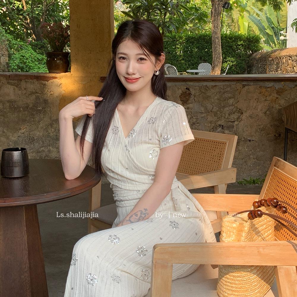 LS Shuzhi 2025 Verão Feminino Conjunto Elegante de Duas Peças 22323#