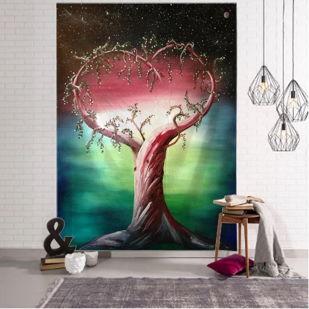 Life Tree Tapestry Fantasy Starry Sky Wall Hanging Cloth Cartoon Fantasy Home Wall Decoration Bedroom Background Wall Decoration