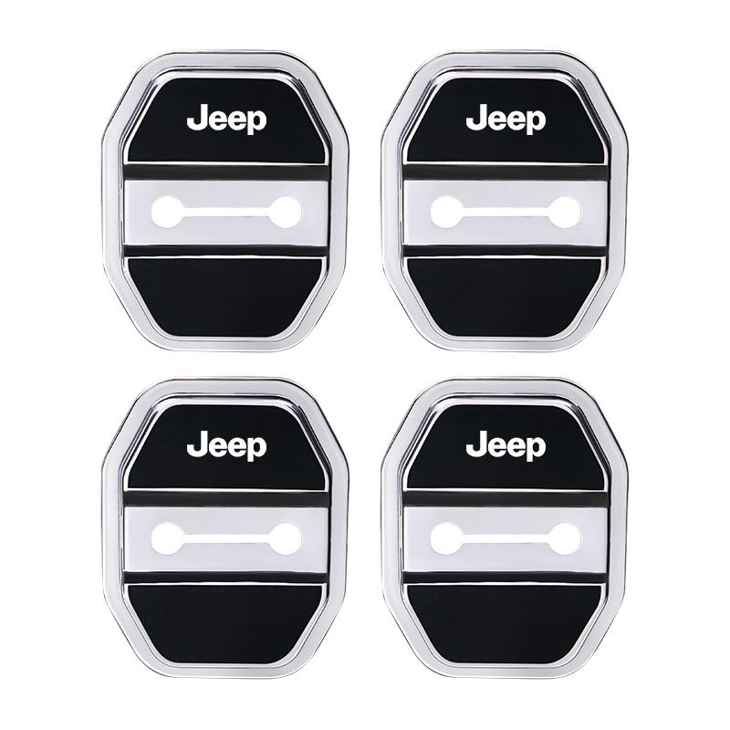 4Pc Silicone Car Door Lock Buckle Protector Cover For Jeep Grand Cherokee Wrangler JK Gladiator Compass Renegade Avenger Sticker
