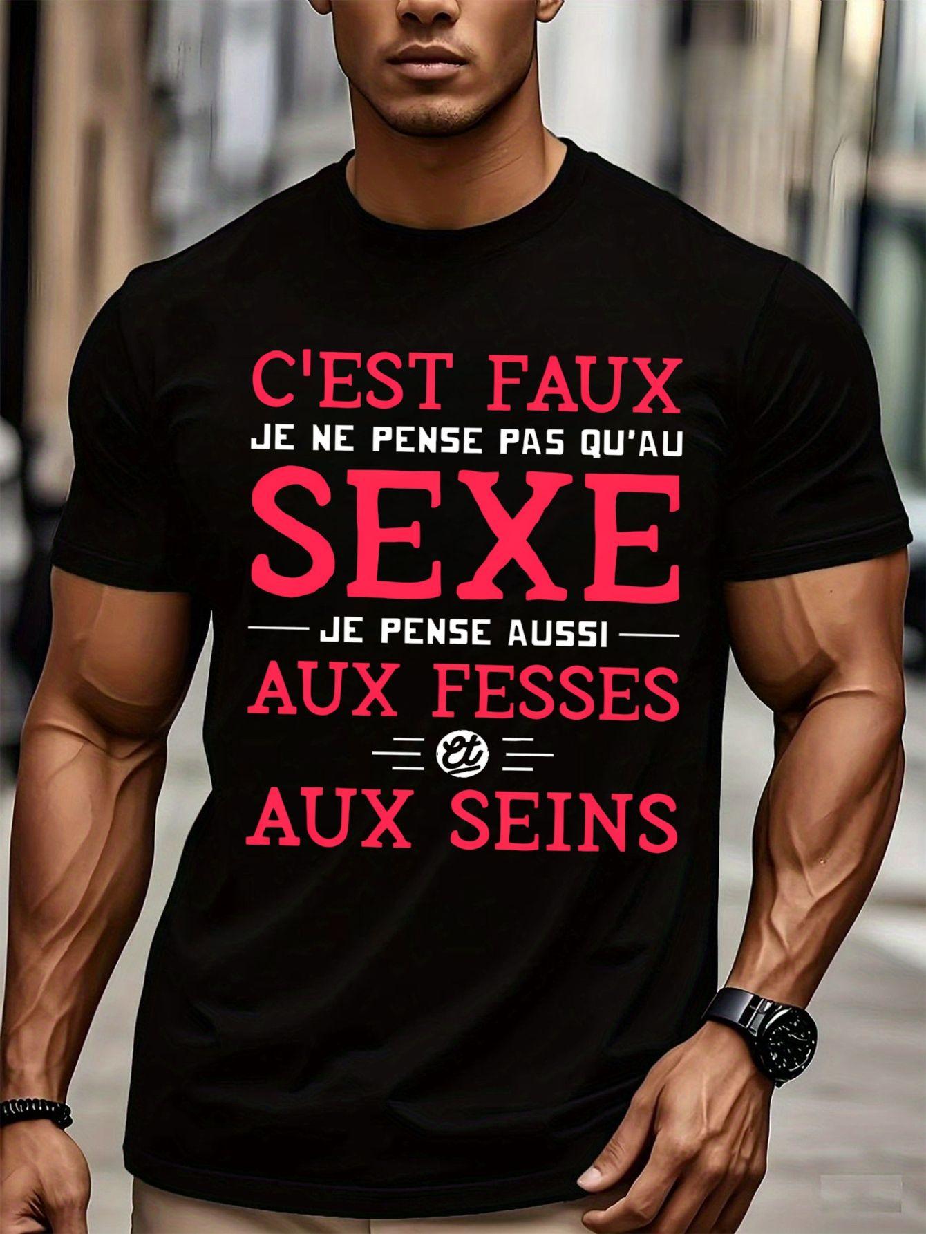 Men s Fun French Humor T-Shirt- C est Faux Sexe Graphic Tee XXXXL