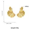 Punk Style Metal Large Size Ginkgo Leaf Gold Plated Earrings for Women Girls Fashion Trend Chunky Jewelry Gifts 2024