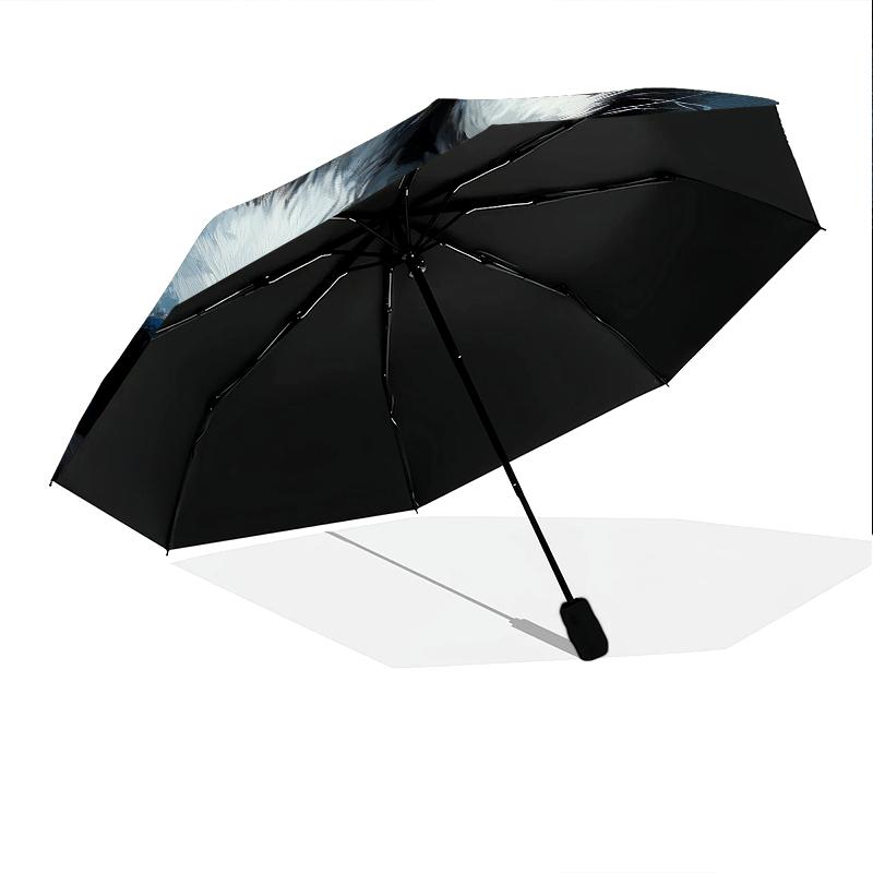 Black Husky pattern, automatic folding umbrella, portable and foldable design, 8 ribs, a Christmas or birthday gift.