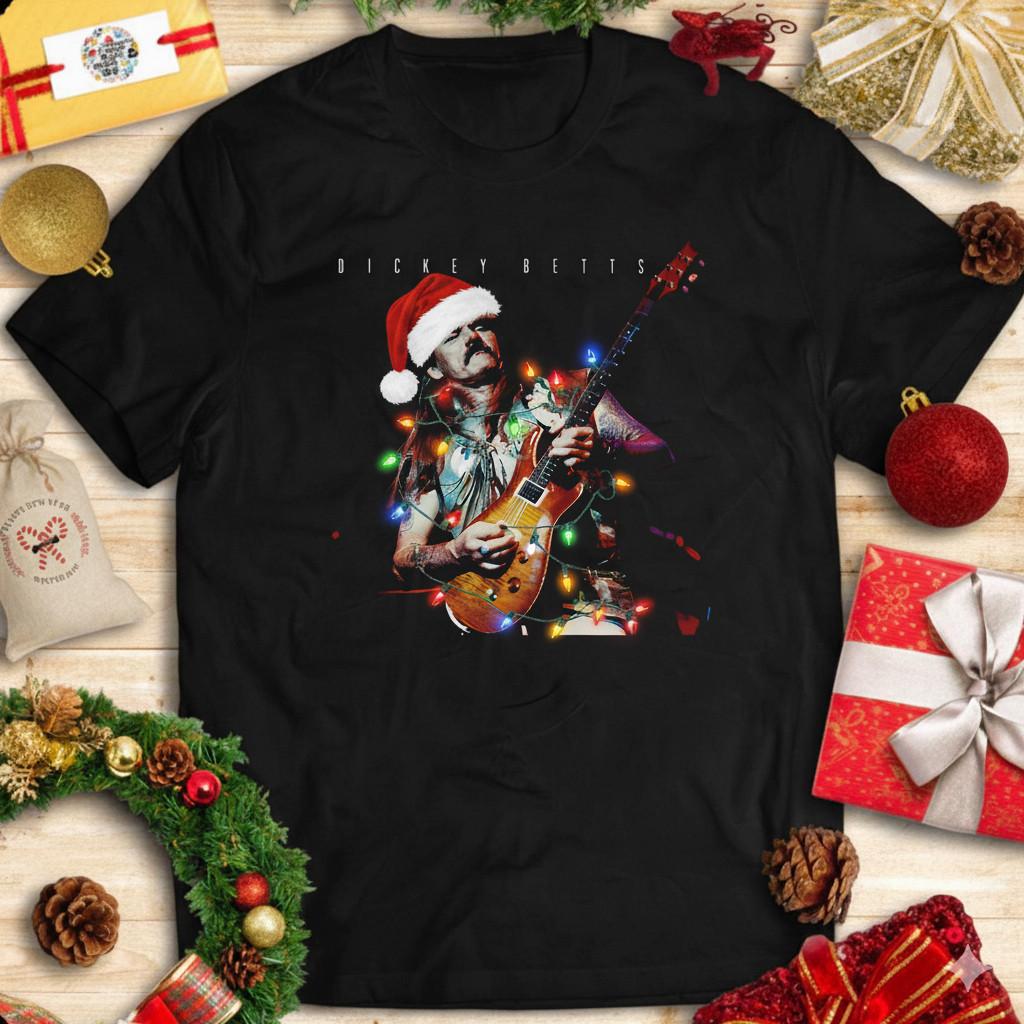 HOT Special Singer Dickey Betts Christmas T Shirt Black wrapped cotton XL