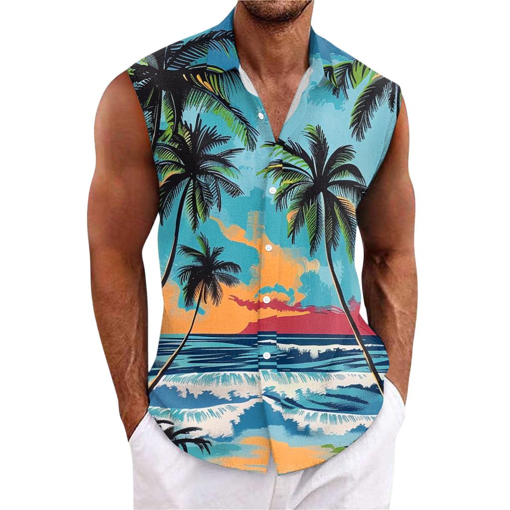 Herrskjorta med Hawaii-mönster och knappar
